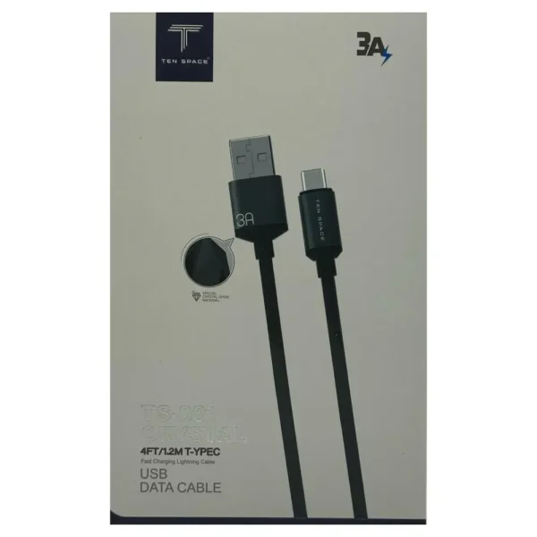 Caja Cable USB a Tipo C 3A Carga Rápida 1.2 Metros - (TS-081 CRYSTAL)