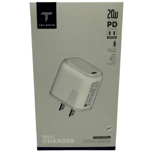 Caja Cargador PD 20W + Cable USB C a Lightning – (PD20-US03)