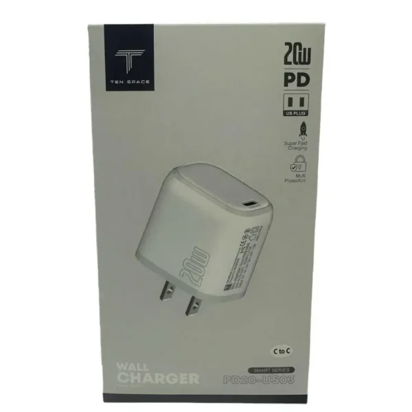 Caja Cargador USB C PD 20W Incluye Cable Tipo C a Tipo C - (PD20-US03)