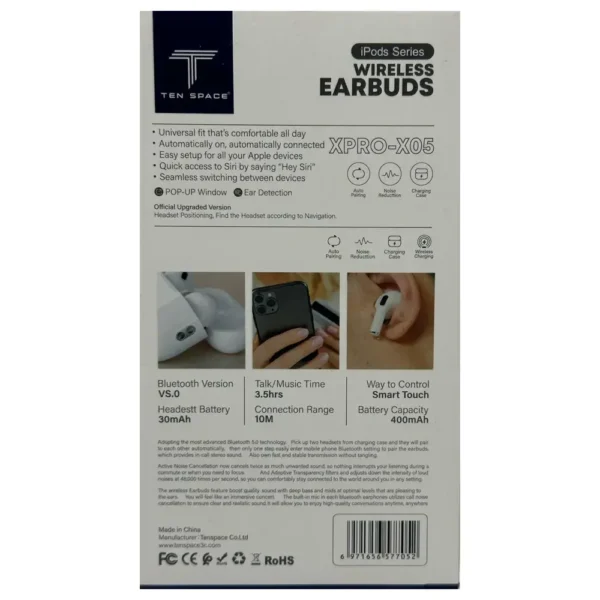 Especificaciones Audífonos Earphones Bluetooth Inalámbricos – (TS-X05)