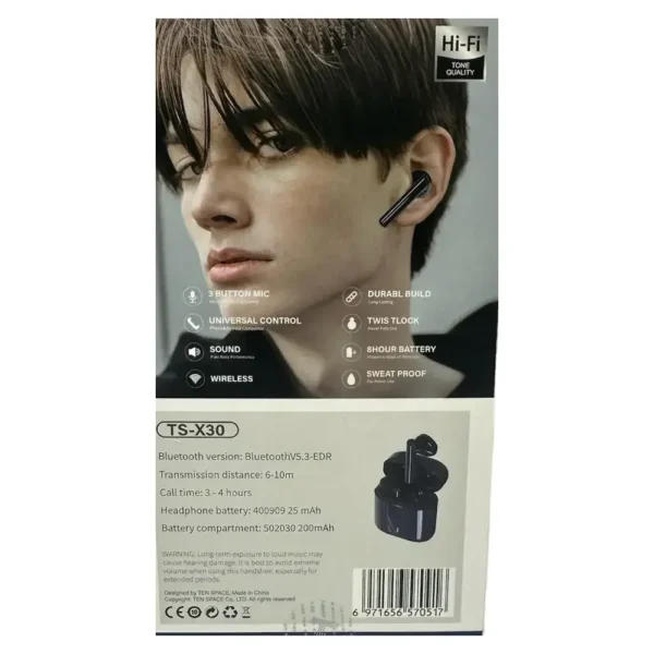 Especificaciones Ten Space Audífonos Bluetooth Inalámbricos Earphones – (TS-X30)