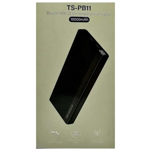 Características Power Bank 10 000 MAh Pantalla Digital Puertos V8 y Tipo C - (TS-PB11)