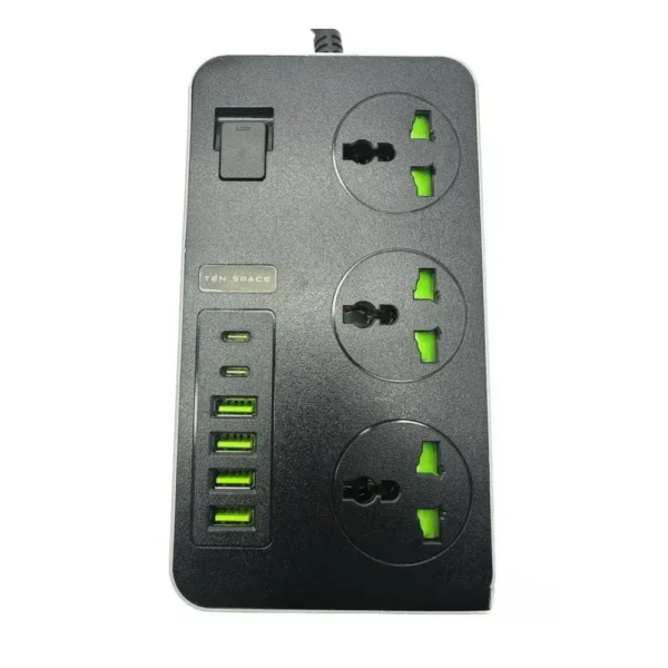 Ten Space Multitoma USB con Puertos Tipo C y Toma Corriente 3000W - (TS-SOCKET01)